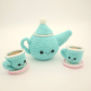 Tea pot and tea cup amigurumi crochet pattern
