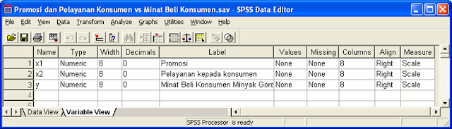 Variable View Editor dari SPSS