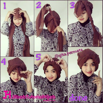 Tutorial Hijab Turban Segi Empat Simple Sehari-hari Tanpa Jarum Terbaru