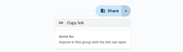 dropdown options on the sharing button
