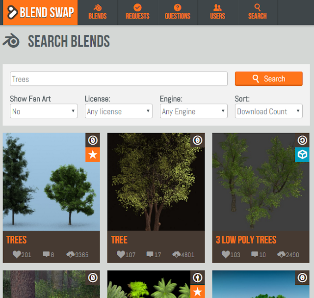 Find free 3d models using Blendswap