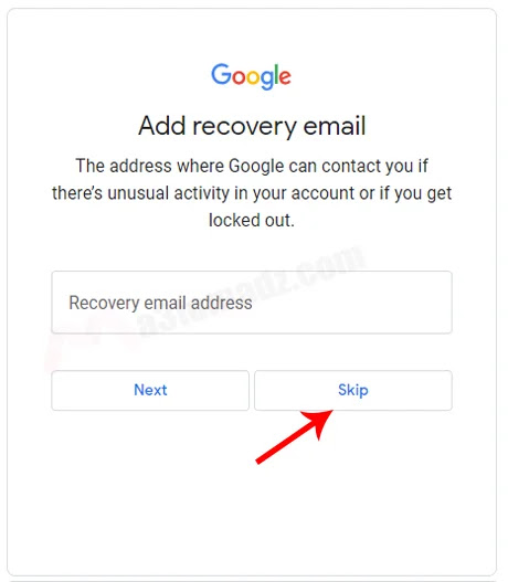 إنشاء حساب Gmail (Add Recovery email)