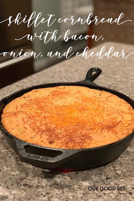 Skillet Cornbread with Bacon, Onion, and Cheddar