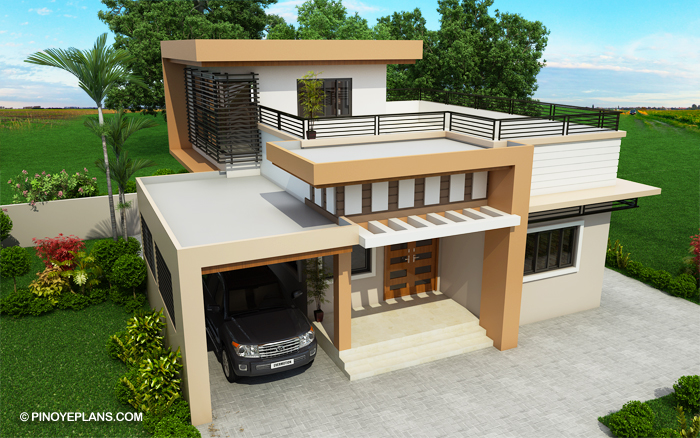 MyHousePlanShop: Double Story Roof Deck House Plan Designed To Be Build
