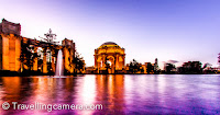 During my recent visit to San Francisco, I managed to take a quick tour of Palace of Fine Arts. It was late evening when I reached and before getting dark, I shot few shots of this beautiful building. This photo journey shares some information about the place and few shots. The Palace of Fine Arts is one of the most beautiful architectures in San Francisco and located quite close to Golden Gate Bridge. Last time when I visited San Francisco, we crossed through this building during the Photo Walk, but couldn't stop due to lack of time. This is located around a very nice neighborhood and there are some interesting walks. We walked around the streets for some time and then headed back to Union Square by taking bus. Bus is easily available for this place and the one which connects Union Square area, drops you at mission street.There is this beautiful water body in front of this marvelous building and few green parks around it. All these things make this place stunning. I don't really know what else can be done here during the day, but I would want to visit this place again during day and explore more.