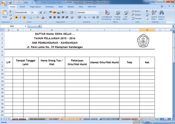 Contoh Buku Administrasi Wali Kelas SD/MI SMP/MTs SMA/MA SMK