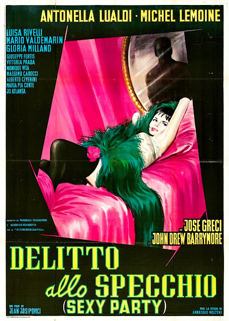 DELITTO ALLO SPECCHIO (SEXY PARTY). Italia. Cartel. Imprenta: Lito-P. Ragioni, Roma. Delitto allo specchio. 1964. Italia, Francia. Dirección: Jean Josipovici, Ambrogio Molteni. Reparto: John Drew Barrymore, Gloria Milland, Luisa Rivelli, Antonella Lualdi, Michel Lemoine, Mario Valdemarin, Joe Atlanta, Massimo Carocci, Alberto Cevenini, María Pía Conte, Monique Vita.