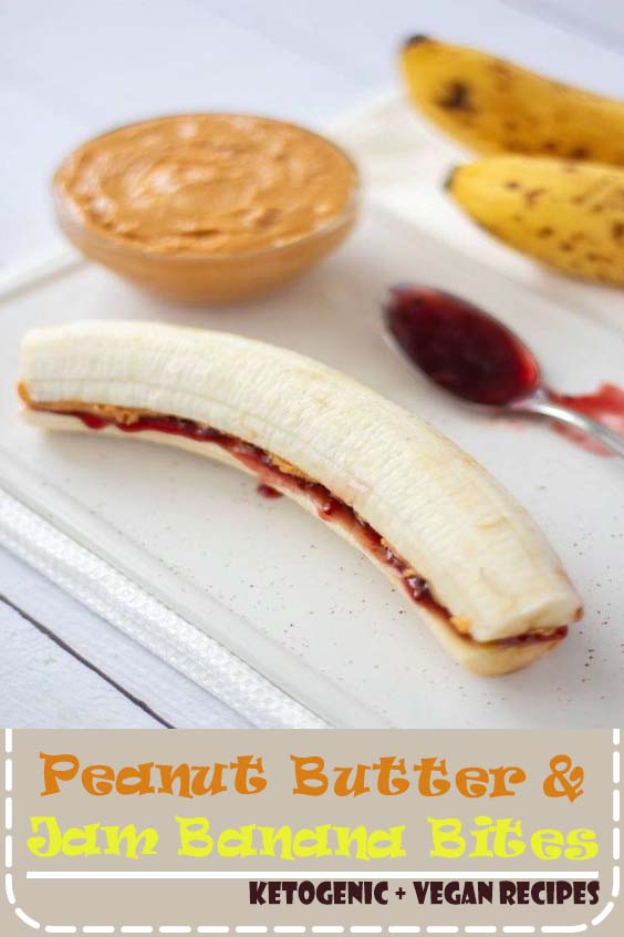These vegan Peanut Butter Jam Banana Bites are the healthiest snacks ever. Clean eating, kid-friendly and ready in 2 minutes! Yumm!