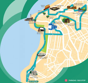 mapa do roteiro da Linha Turismo roteiro centro