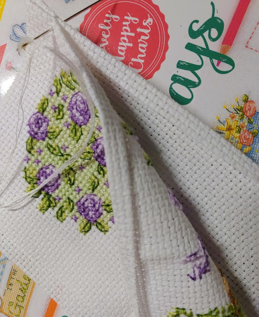 sewing a cross stitch bookmark