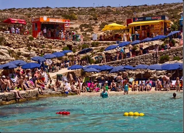 Overcrowded beach in malta