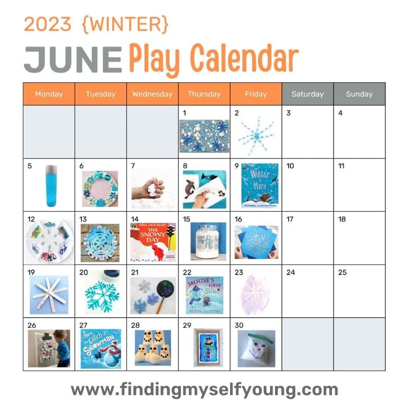 june winter play calendar for kids