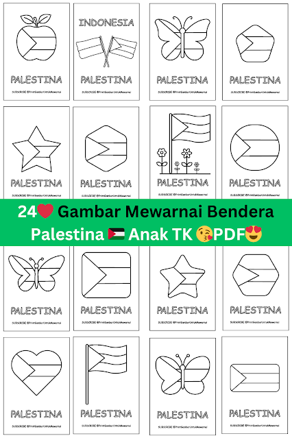 Download 24 Gambar Mewarnai Bendera Palestina Untuk Anak TK dalam format PDF