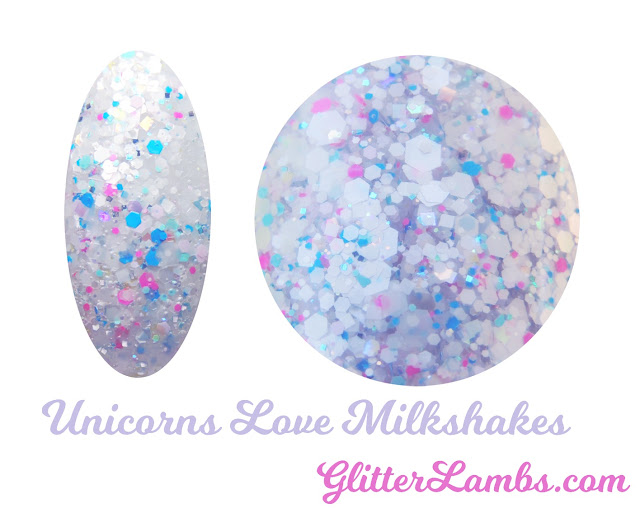 Custom handmade unicorn glitter nail polish available in our Glitter Lambs polish Etsy shop.