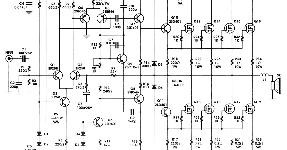 Rangkaian Power  Amplifier Mosfet  Circuit Diagram Images