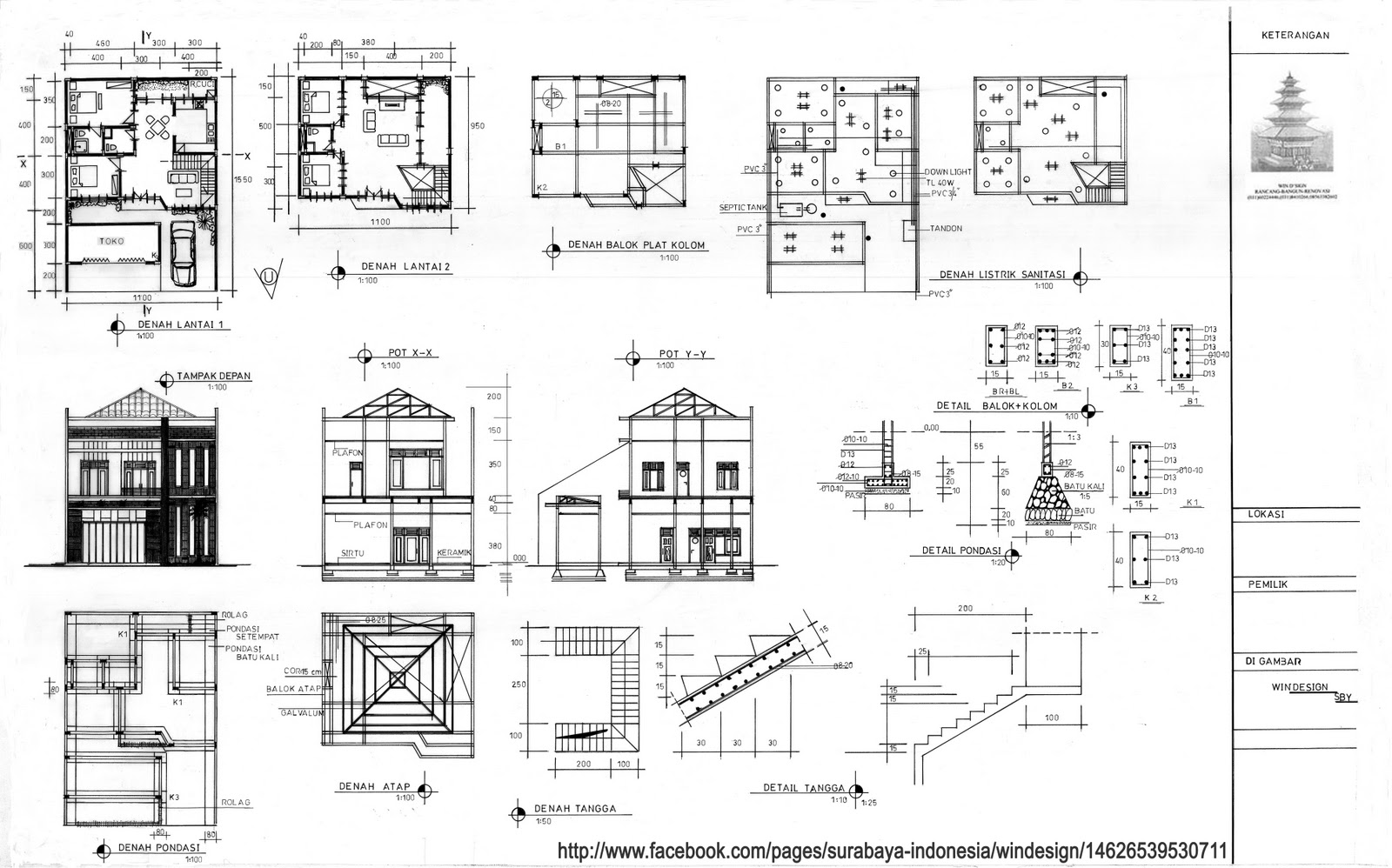 25 Segar Denah Rumah Lengkap Dengan Tampak Dan Potongan ...