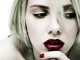Scarlett Johansson Face Close Up Dark Lipstick HD Wallpaper