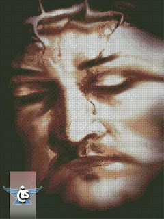 jesus face in anguish cross stitch pattern