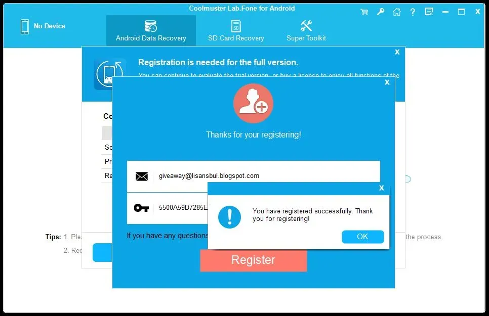 coolmuster lab.fone for android registration key