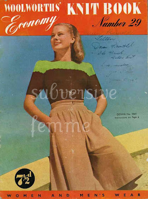 1940's Knitting - Woolworths Economy Knits Jumper pattern