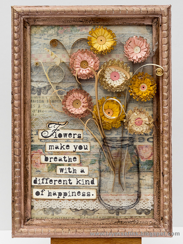 Layers of ink - Quilled Fringed Flowers in Tape Frame Tutorial by Anna-Karin