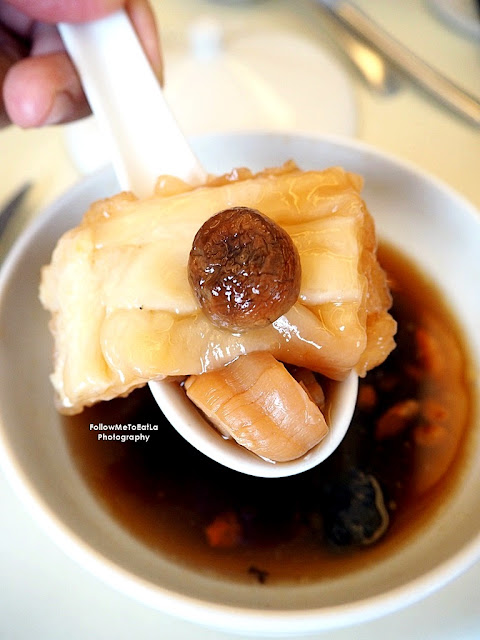 Double-Boiled Fish Maw Soup with Wild Red Mushrooms & Dried Scallop