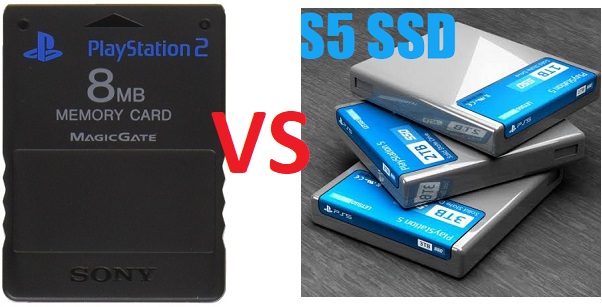 PS2 Memory Card vs PS5 SSD Hard Drive