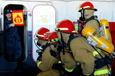 Emergency drill or training exercises on board ship