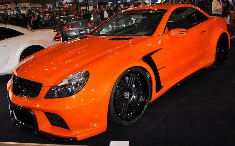 Wild paint and clean lines on this Mercedes SL Veilside bodykit from the