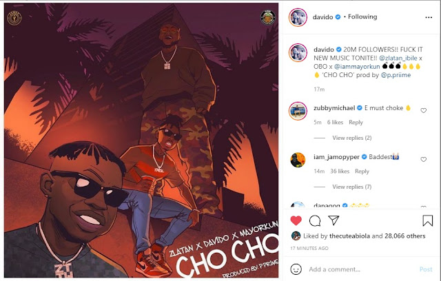 Davido Becomes First Africa Artiste To Hit 20 Million Instagram Followers