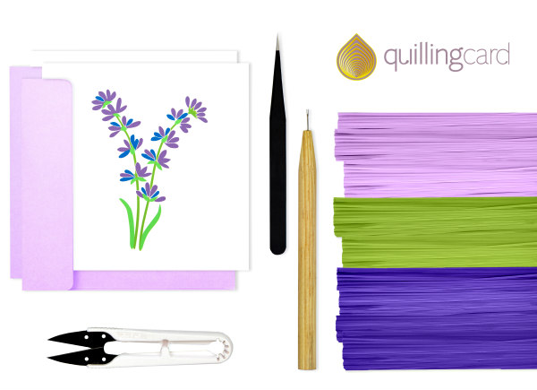 quilled lavender Quilling Card Kit with supplies