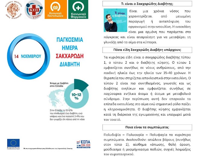 Δράση ενημέρωσης για τον Σακχαρώδη Διαβήτη 