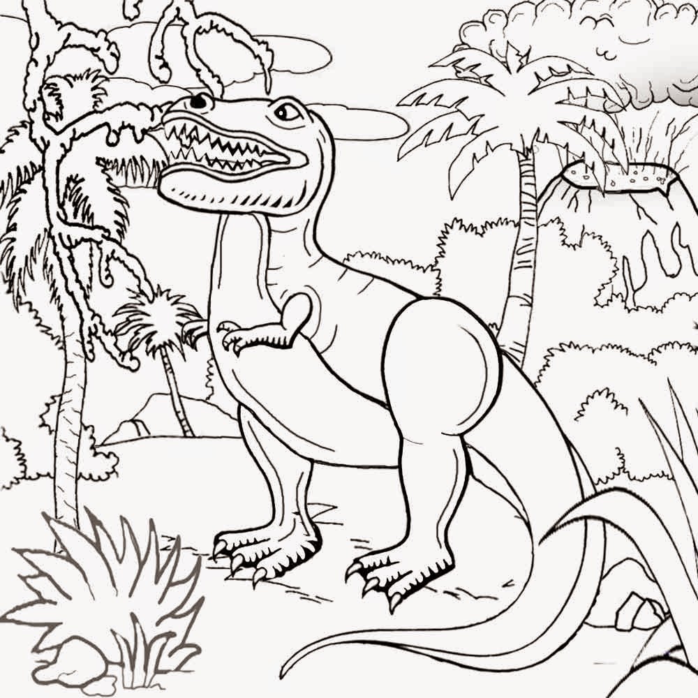 Easy volcano clipart King dinosaur tyrannosaurus rex coloring book activities for kindergarten kids