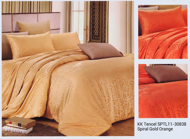 Sprei King Koil Tencel Motif Spiral Gold Orange