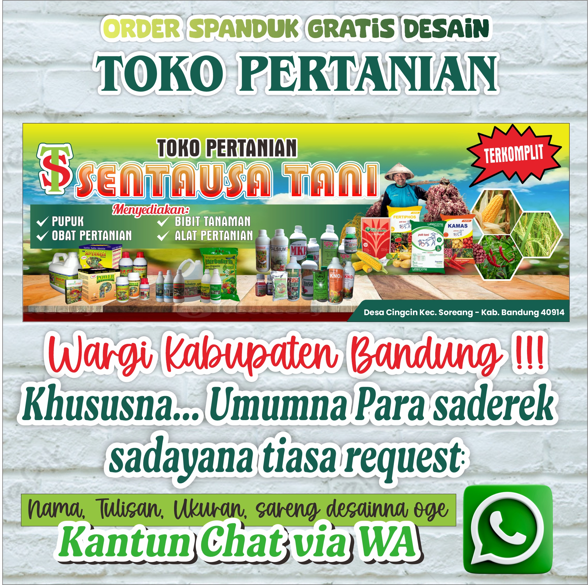 WA: 087730002644 Untuk Pemesanan Online Cetak Banner Spanduk Toko Pertanian di Kabupaten Bandung.