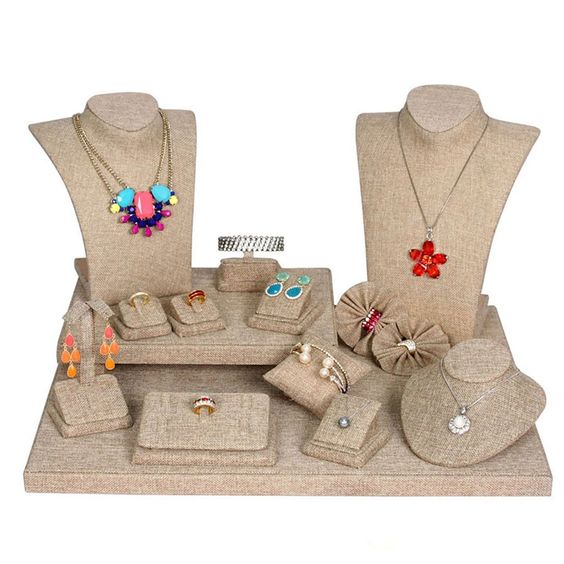 Burlap Jewelry Display 19-Piece Set