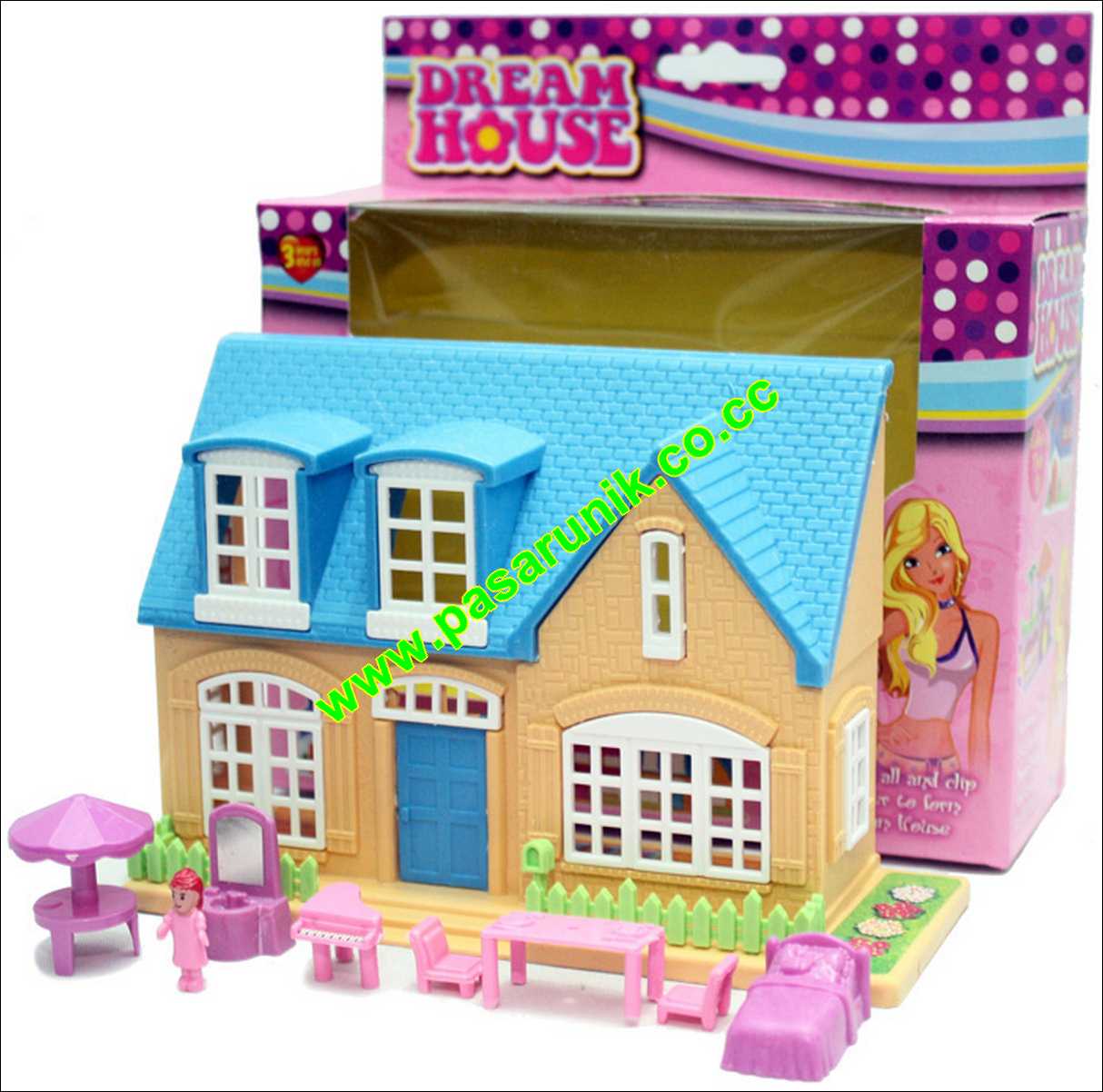 Rumah  mainan  barbie  European pink dan biru Grosir Produk 
