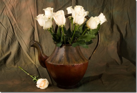 teapot with roses