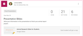 Google Classroom assignment teacher view