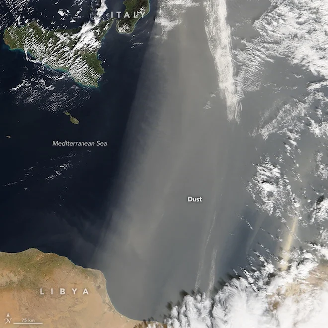 Dust storm above the Mediterranean Sea