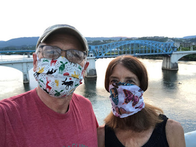 Wallace & Nancy on Walnut Street Bridge in Covid Masks