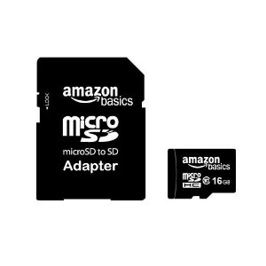 AmazonBasics 16 GB microSDHC Class 10 Flash Memory Card with SD Adapter
