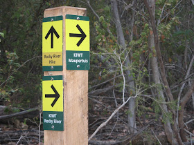 Each day's hike is clearly marked into sections, here Day 1 is KIWT Rocky River and Day 2 is KIWT  Maupertuis