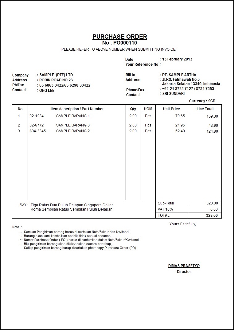 Format Of A Purchase Order proposal template free free 