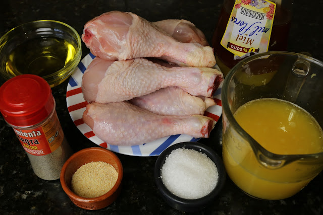 Ingredientes para jamoncitos de pollo glaseados