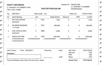 contoh kwitansi penjualan