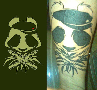 panda tattoo placed on leg-874
