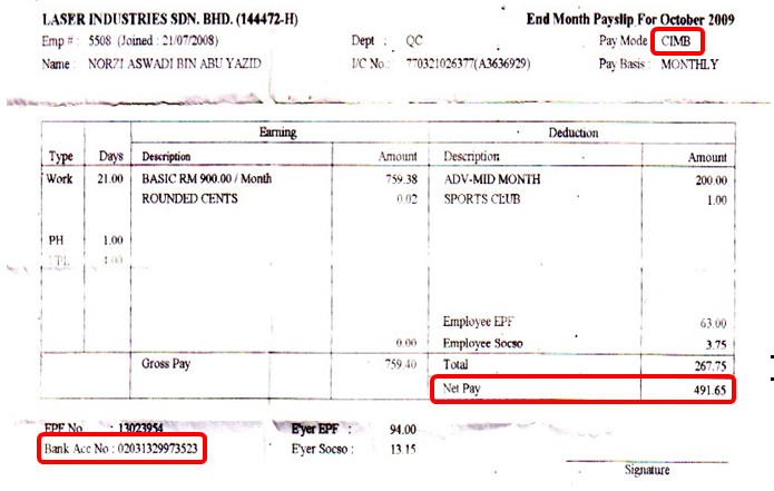 Contoh Formulir Slip Gaji - Hontoh