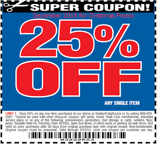 free Harbor Freight coupons december 2016