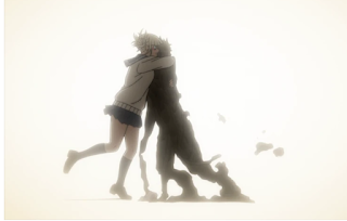 Toga hugging a Twice clone as he begins to break down into mud and goo.